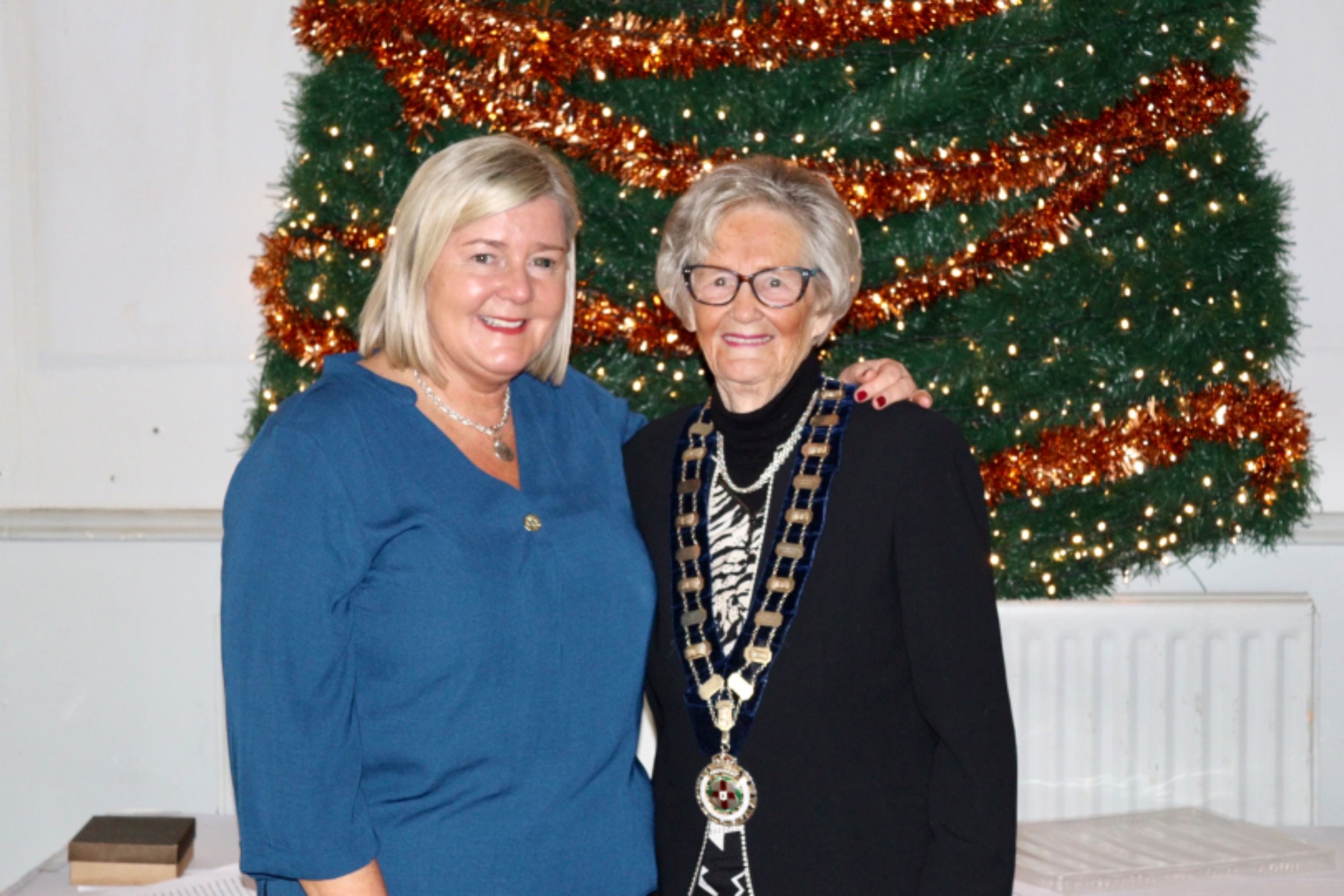 RUAS President Christine Adams congratulates Rhonda Geary on 30 years of employment