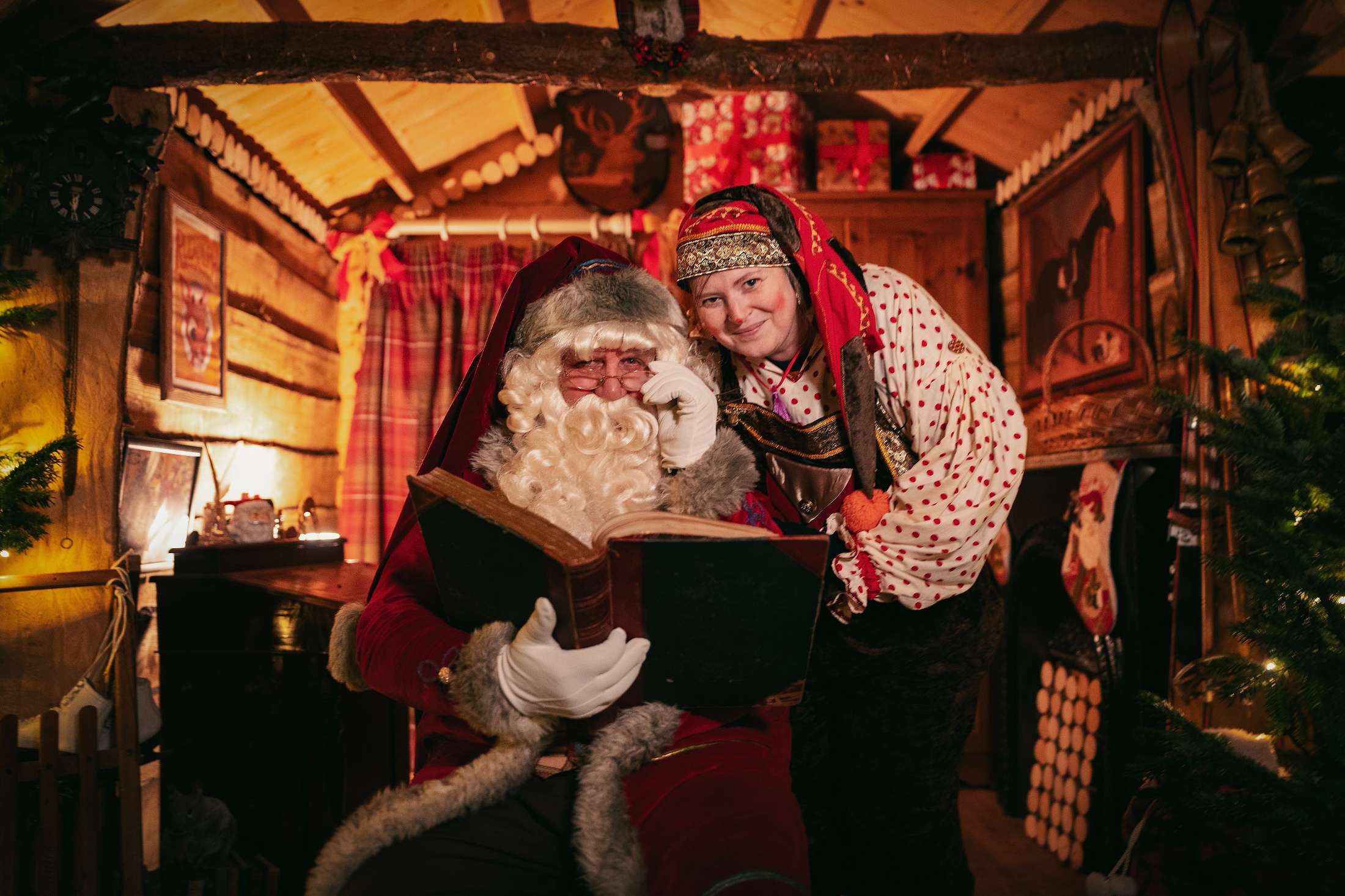 Santa and his happy helper at the Estate